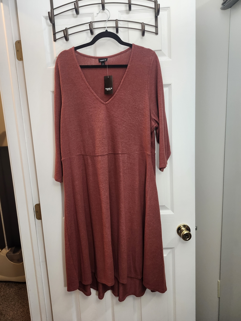 Torrid Dusty Rose V-Neck A-Line Midi Dress, Torrid 3 = 3X , NWT